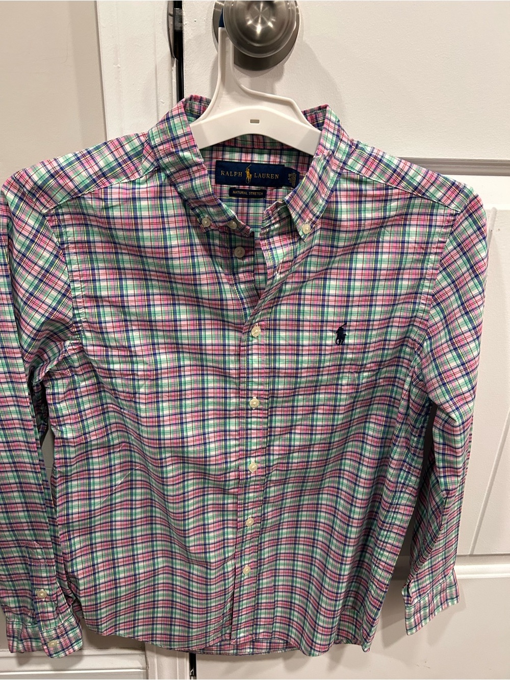 Ralph Lauren Men’s Pink, Green & White Plaid Button-Down Shirt
